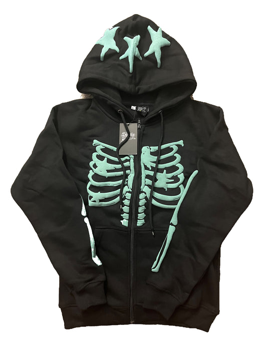 SKELETON STARZ IS THE LIMIT ZIP UP HOODIE